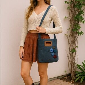 Felted wool bag tote with felted adornments